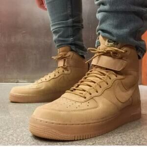 NIKE Air Force 1 Mid ’07 Flax Sneaker Men 8.5 Camel Athletic Versatile Stylish